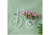 Nástenný kvetinový stojan Bicykel biely
